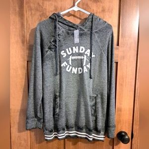 Sunday Funday Football Hoodie. Brand: Maurices. Size: Small. Color: Gray